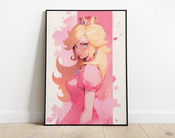 Princess Peach watercolor Art Print anime