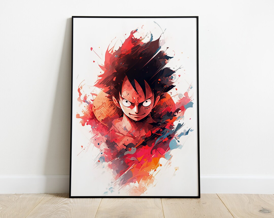 Poster Luffy One Piece Watercolor Art Print Anime Etsy