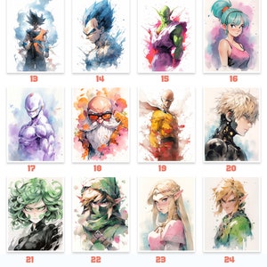 Set of 3 Pop Culture Postcards in Digital Watercolor Video Games, Anime, Comics image 3