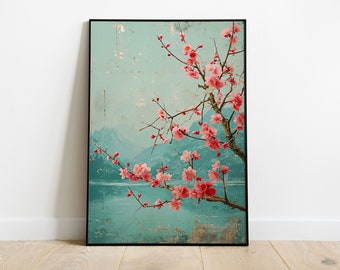 Wall Art Modern Japanese Print - Sakura tree -