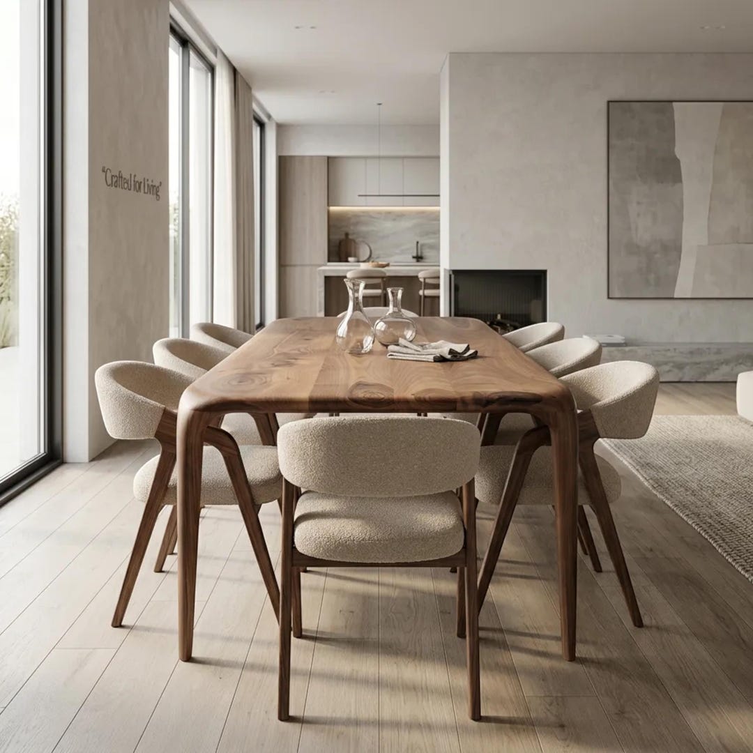 Handmade Walnut Modern Dining Table: Solid Wood Kitchen Furniture - Etsy