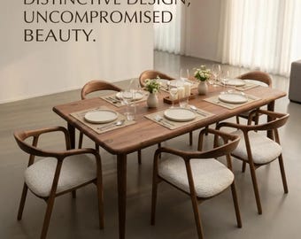 Handcrafted Modern Walnut Dining Table: Rustic Modern Design