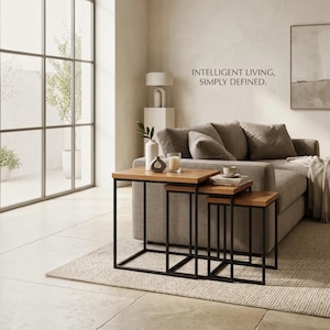 Nussbaum Satztische: Massivholz Modernes Couch- & Beistelltisch Set