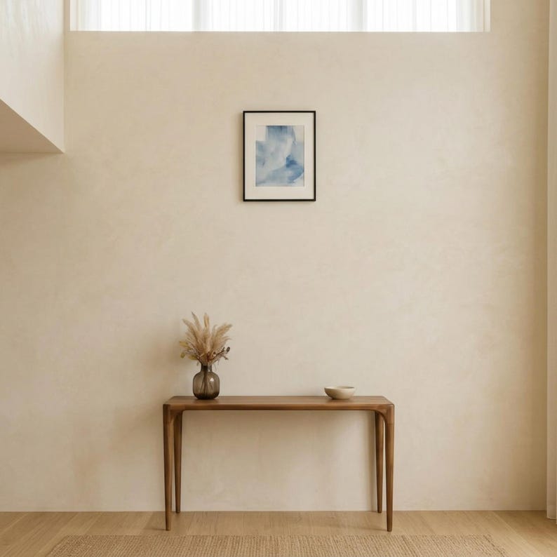 Solid Walnut Console Table – Minimal Curved Design Entryway Furniture image 4