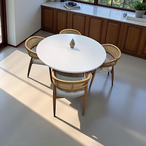 Handmade Round Dining Table: Marble or Travertine Top, Custom Sizes