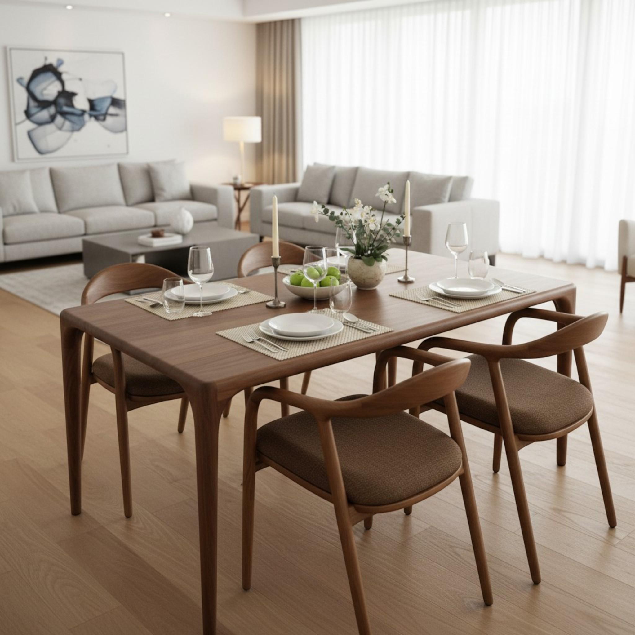 Handcrafted Walnut Dining Table: Modern Solid Wood - Kitchen Table - Etsy