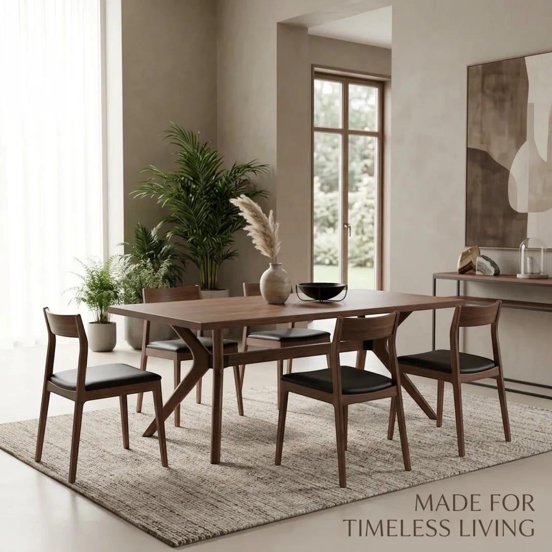 Caws Table Custom Walnut Dining Table: Handcrafted Solid Wood Kitchen Furniture - Etsy
