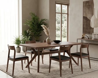 Custom Walnut Dining Table: Handcrafted Solid Wood Kitchen Furniture