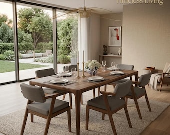 Handcrafted Walnut Wood Dining Table: Modern Live Edge Kitchen Furniture