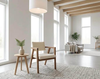 Handcrafted Walnut Dining Chair with Wooden Arms - Sustainable Design