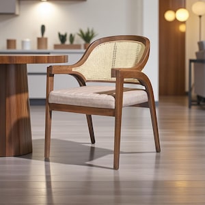 Handmade Solid Wood Dining Chair with Wooden Arms - Sustainable Seating