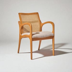 Handcrafted Wooden Dining Chair with Arms: Modern Kitchen & Living Room Seating