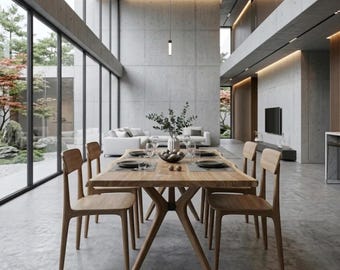 Handcrafted Walnut Wood Dining Table: Modern Live Edge Kitchen Furniture