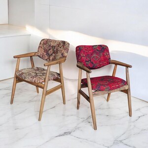 Wooden Dining Chair, Rattan Dining Chair, Modern Dining Chair, Chairs for Living Room, Kitchen Table Chairs, Dining Chair with Wooden Arms