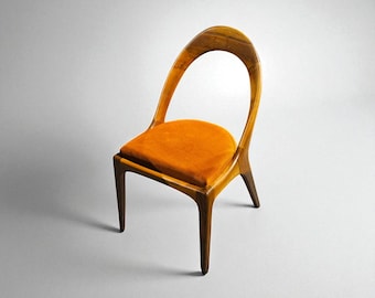 Handcrafted Walnut Dining Chair with Armrests: Modern Solid Wood Seating