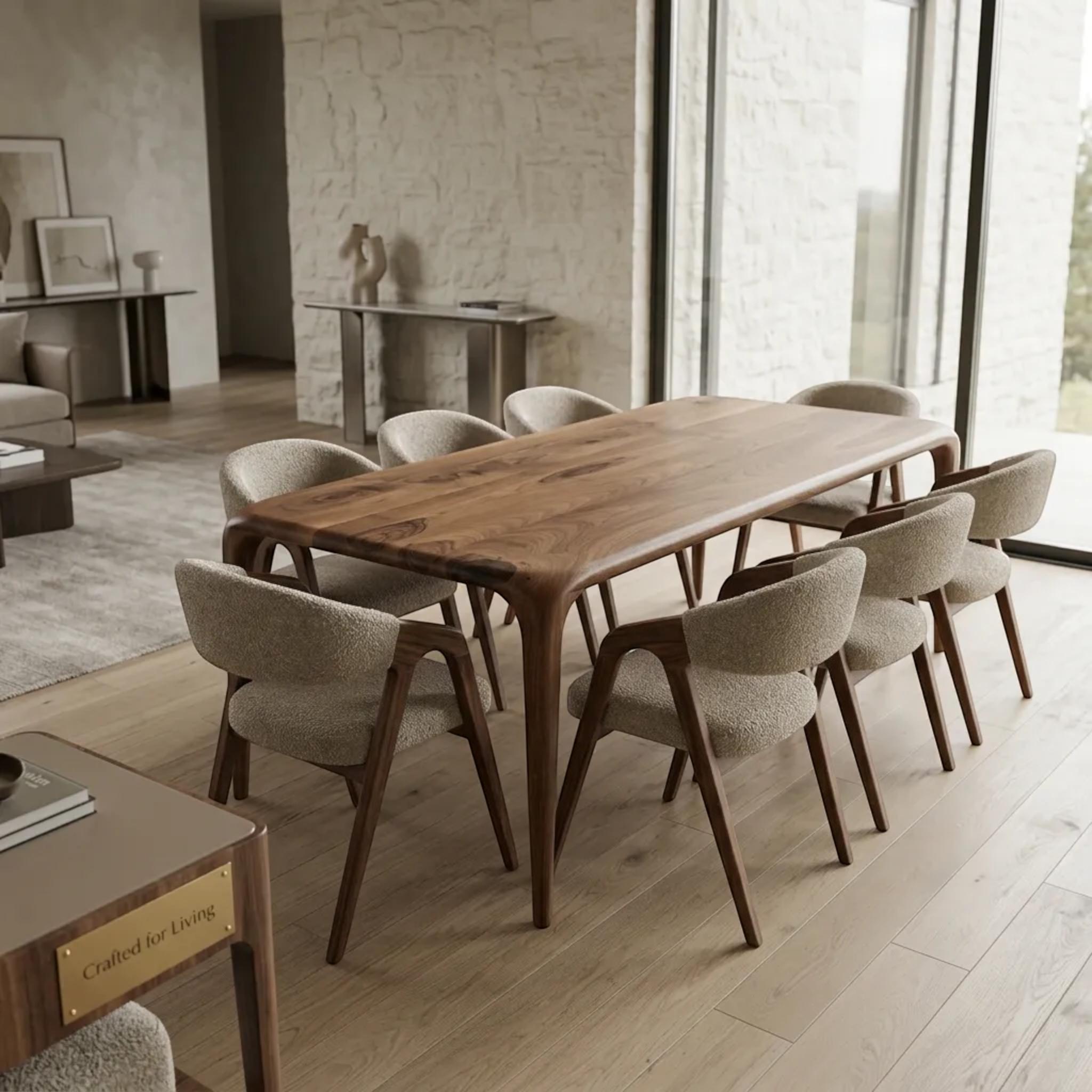Handmade Walnut Modern Dining Table: Solid Wood Kitchen Furniture - Etsy