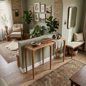 Solid Walnut Console Table, Handmade Entryway Furniture, Mid Century Sofa Table image 5