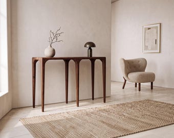 Solid Walnut Console Table, Handmade Entryway Furniture, Mid Century Sofa Table