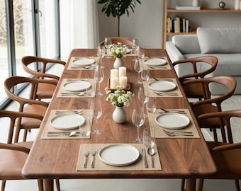 Handcrafted Modern Walnut Dining Table: Rustic Modern Design