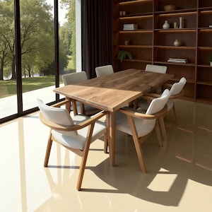 Handcrafted Solid Walnut Dining Table – Custom Sizes, Natural Finish, Luxury Modern Furniture