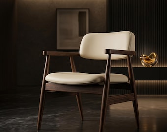Silla de comedor de madera maciza hecha a mano, moderna silla de cocina y sala de estar, sillón de madera.