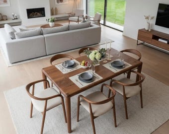 Handcrafted Walnut Dining Table - Modern Solid Wood