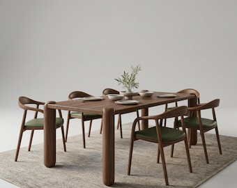 Walnut Dining Table: Handcrafted Solid Wood, Rustic Modern Design