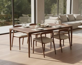 Op maat gemaakte walnoot eettafel: handgemaakt massief houten keukenmeubilair