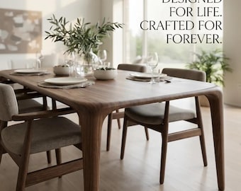 Custom Walnut Dining Table: Handcrafted Solid Wood Kitchen Furniture