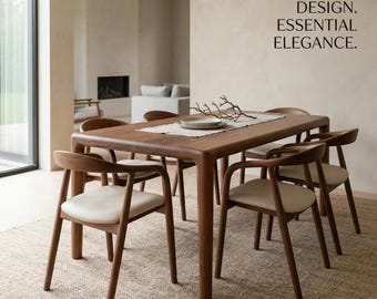 Handcrafted Walnut Dining Table - Modern Solid Wood