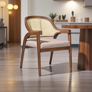 Handmade Solid Wood Dining Chair with Wooden Arms - Sustainable Seating