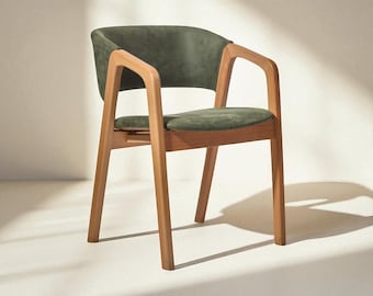 Handcrafted Wood Dining Chair with Arms: Modern Sustainable Seating