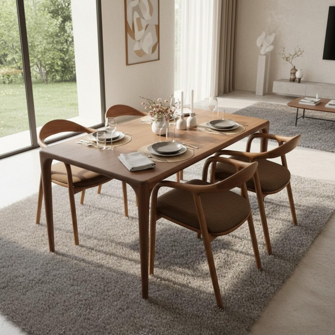 Handcrafted Walnut Dining Table: Modern Solid Wood - Kitchen Table - Etsy