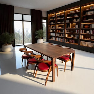 Mesa de comedor de nogal artesanal: muebles de cocina modernos de madera maciza rústica