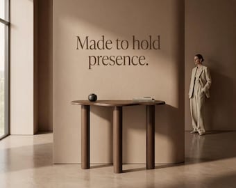 Solid Walnut Console Table – Minimal Curved Design Entryway Furniture