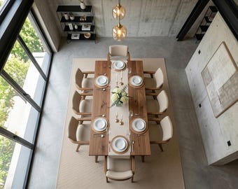 Handcrafted Walnut Dining Table: Rustic Modern Kitchen & Dining