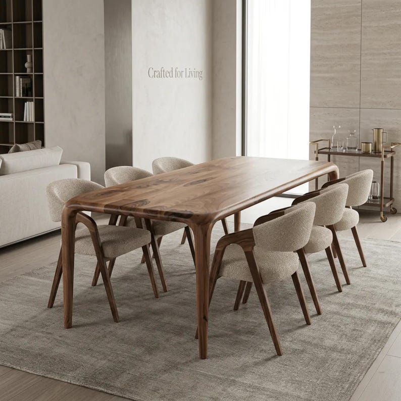 Handmade Walnut Modern Dining Table: Solid Wood Kitchen Furniture - Etsy