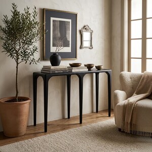 Solid Walnut Console Table, Handmade Entryway Furniture, Mid Century Sofa Table image 4