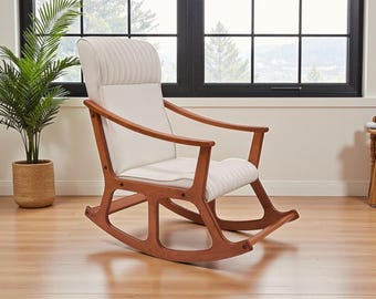 Handmade Wooden Rocking Chair – Unique Relaxing Chair for Reading & Peaceful Corners, Comfortable Wood Rocker