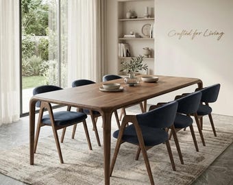 Custom Walnut Dining Table: Handcrafted Solid Wood, Rustic Modern Design
