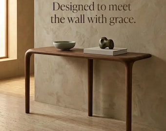 Solid Walnut Console Table – Minimal Curved Design Entryway Furniture