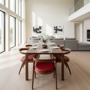 Table de salle à manger artisanale en noyer : table de cuisine rustique moderne