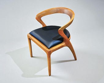 Handcrafted Walnut Dining Chair with Arms: Modern Solid Wood Seating