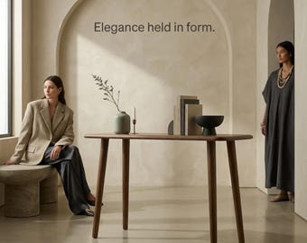 Solid Walnut Console Table – Minimal Curved Design Entryway Furniture