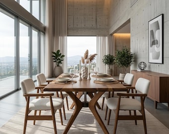 Handcrafted Solid Walnut Dining Table – Custom Sizes, Natural Finish, Luxury Modern Furniture