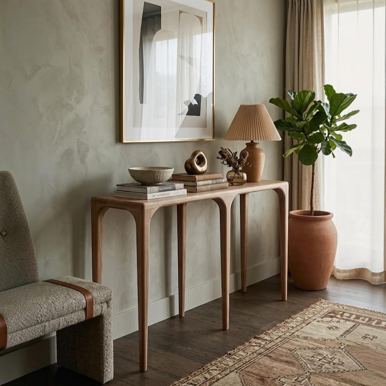 Solid Walnut Console Table, Handmade Entryway Furniture, Mid Century Sofa Table image 3
