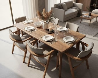 Handcrafted Walnut Dining Table: Rustic Modern Kitchen Table