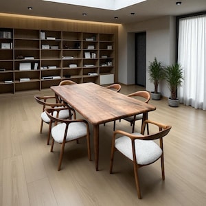 Handcrafted Live Edge Walnut Dining Table: Rustic Modern Design