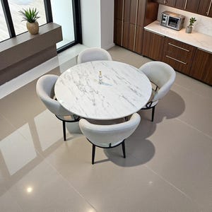 Handmade Round Dining Table: Marble or Lacquered Finish, Custom Sizes