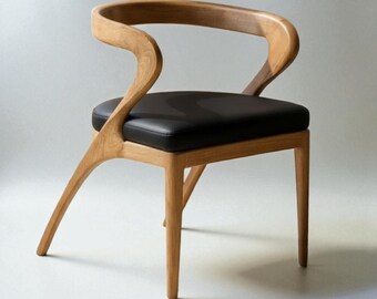 Handcrafted Wooden Dining Chair with Arms: Modern Kitchen & Living Room Seating